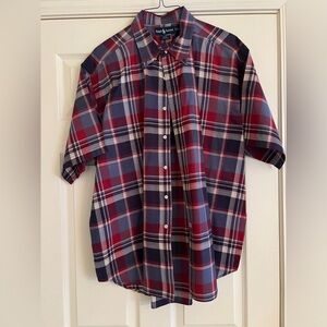 Ralph Lauren Men’s Blue Red Plaid Blake Short Sleeve Button Down Shirt XXL